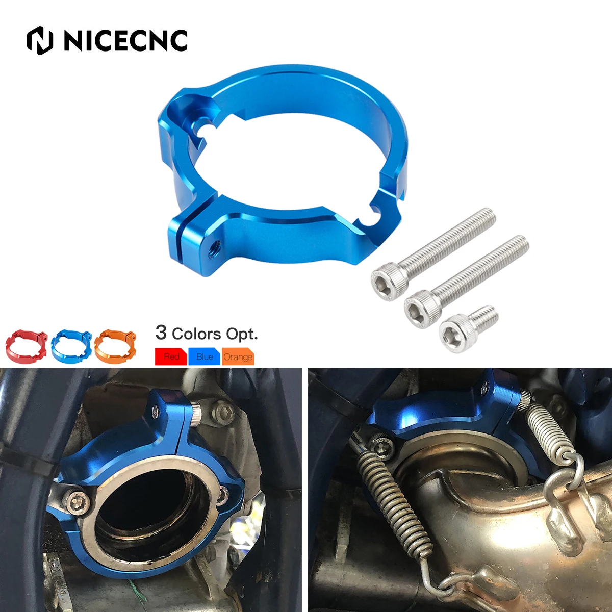 NiceCNC Exhaust Flange Guard For Husqvarna TE TC TX 250 300 2017-2022 TE250i TE300i 2023 Exhaust Outlet Pipe Clamp Adaptation