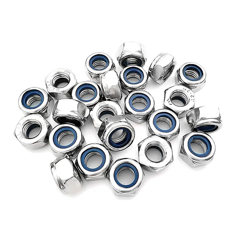 Roestvrijstalen nylon borgmoer zeshoekige antislip en anti-loslatende zelfborgende schroefdop M5