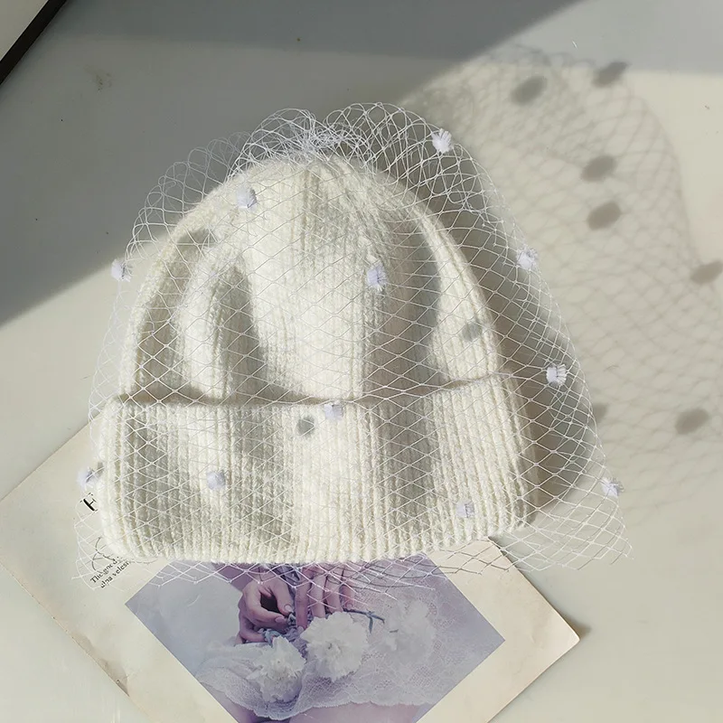 Hat Veil Women Winter Angora Knit Beanie Warm Accessory For Cold Weather Autumn Sports Skiing Outdoor Holiday