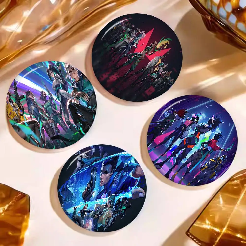 Game V-Valorant 32/44/58mm Round Cartoon Brooches Handmade Pins For Backpack Jewelry Accessories Gifts Creative Badge