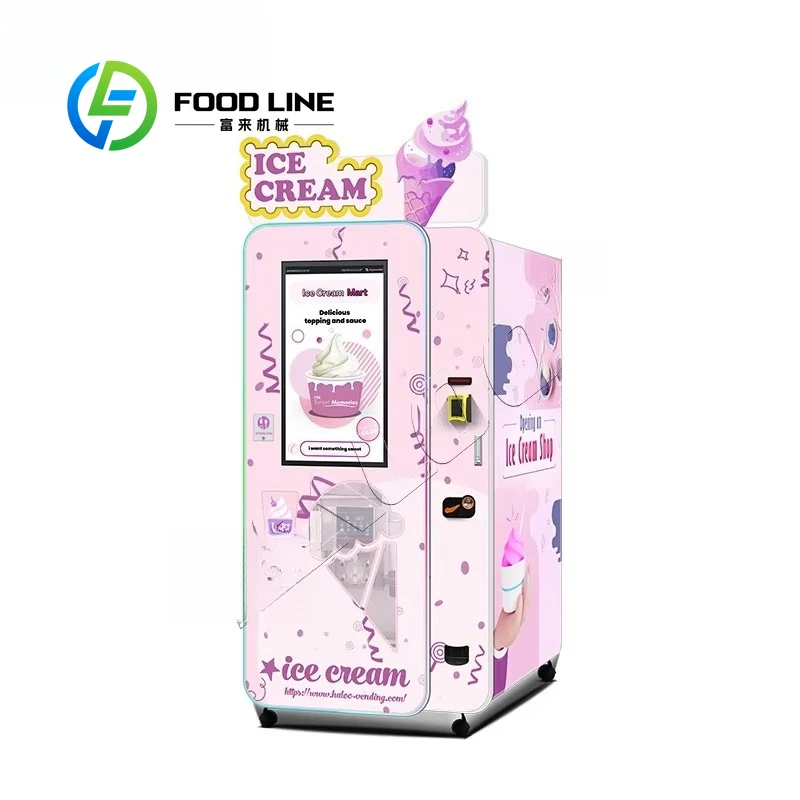 روبوت بيع الآيس كريم التجاري في الهواء الطلق، موزع خدمة ذاتي أوتوماتيكي بالكامل يعمل على العملات المعدنية