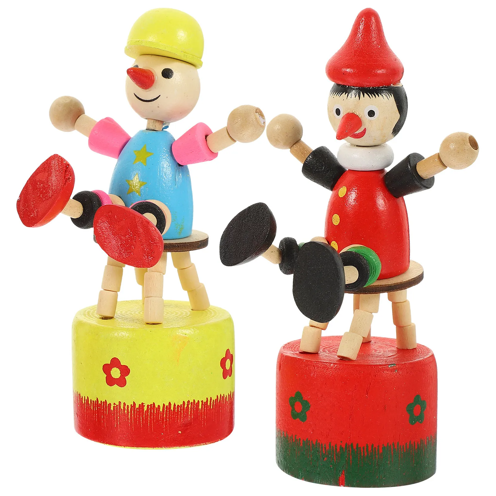 

2 шт. Деревянные фигурки клоунов ручной работы, настольное украшение, декоративная скульптура, подарок для ценителей искусства, реквизит для фотосессий, забавный декор для дома