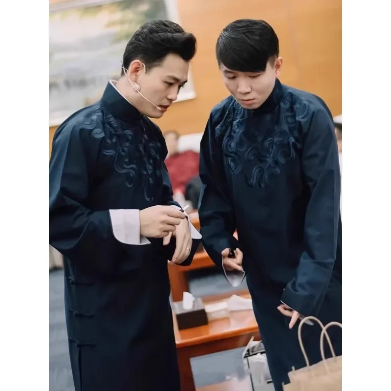 

Cross Talk Costume Long Gown Coat Long Robe Tang Costume Retro Chinese Style May Fourth Youth Costume Choir Performance Costumes