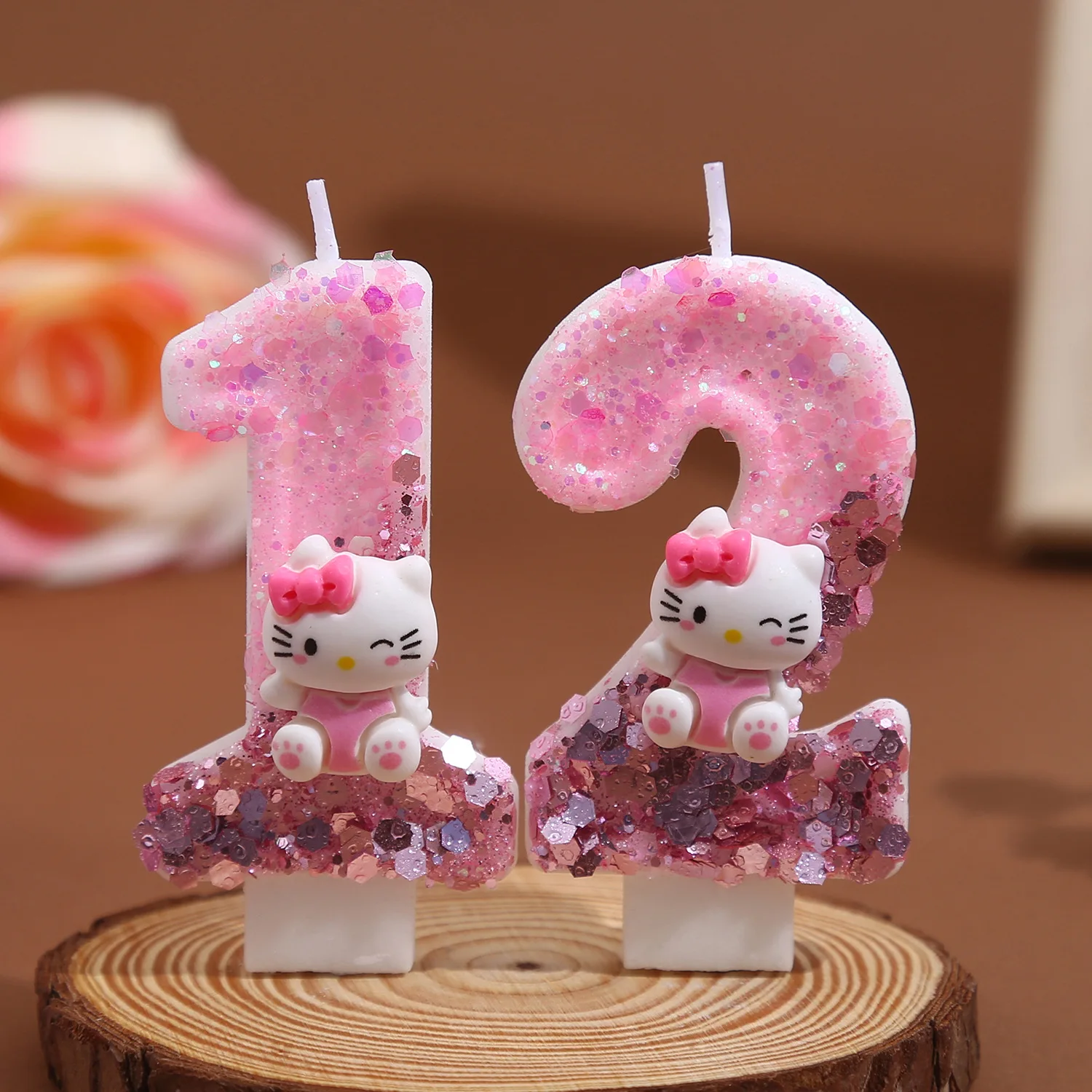 مجموعة شموع الحفلات ذات الطابع Hello Kitty رقم 0-9 لتزيين كعكة حفلات أعياد الميلاد وحفلات استقبال المولود الجديد لمستلزمات حفلات الأطفال