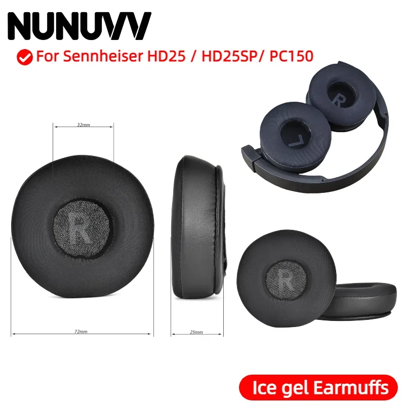 

NUNUVV Replacement Soft Ear Pads For Sennheiser HD25 / HD25SP/ PC150 headset Cooling Gel Ear Cushion/Wear ice cold ，