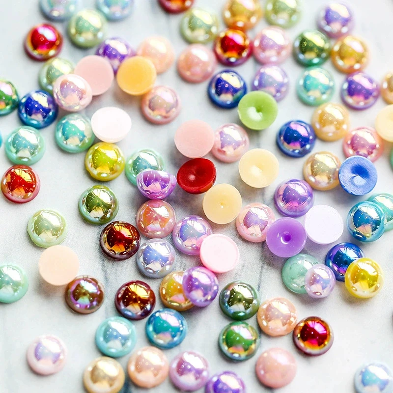 2-12mm/500-50PC Random random Semicircular shape flat Imitation pearls DIY art patch decoration accessories material loose beads