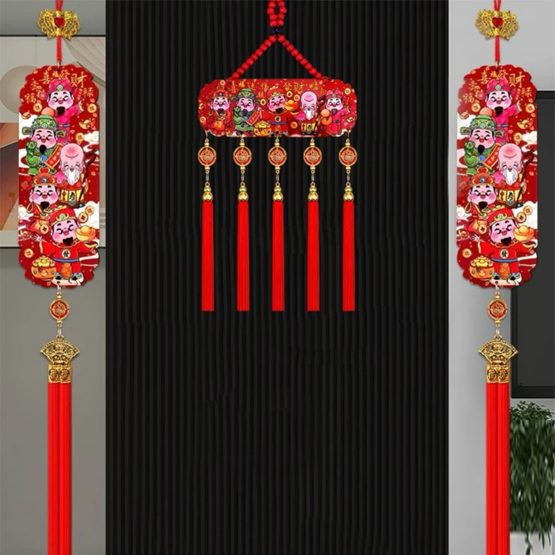 Red Wealth God Home Pendant New Year Decoration Chinese Knot Tassel Wall Hanging Spring Festival Pendant Lucky Housewarming Gift