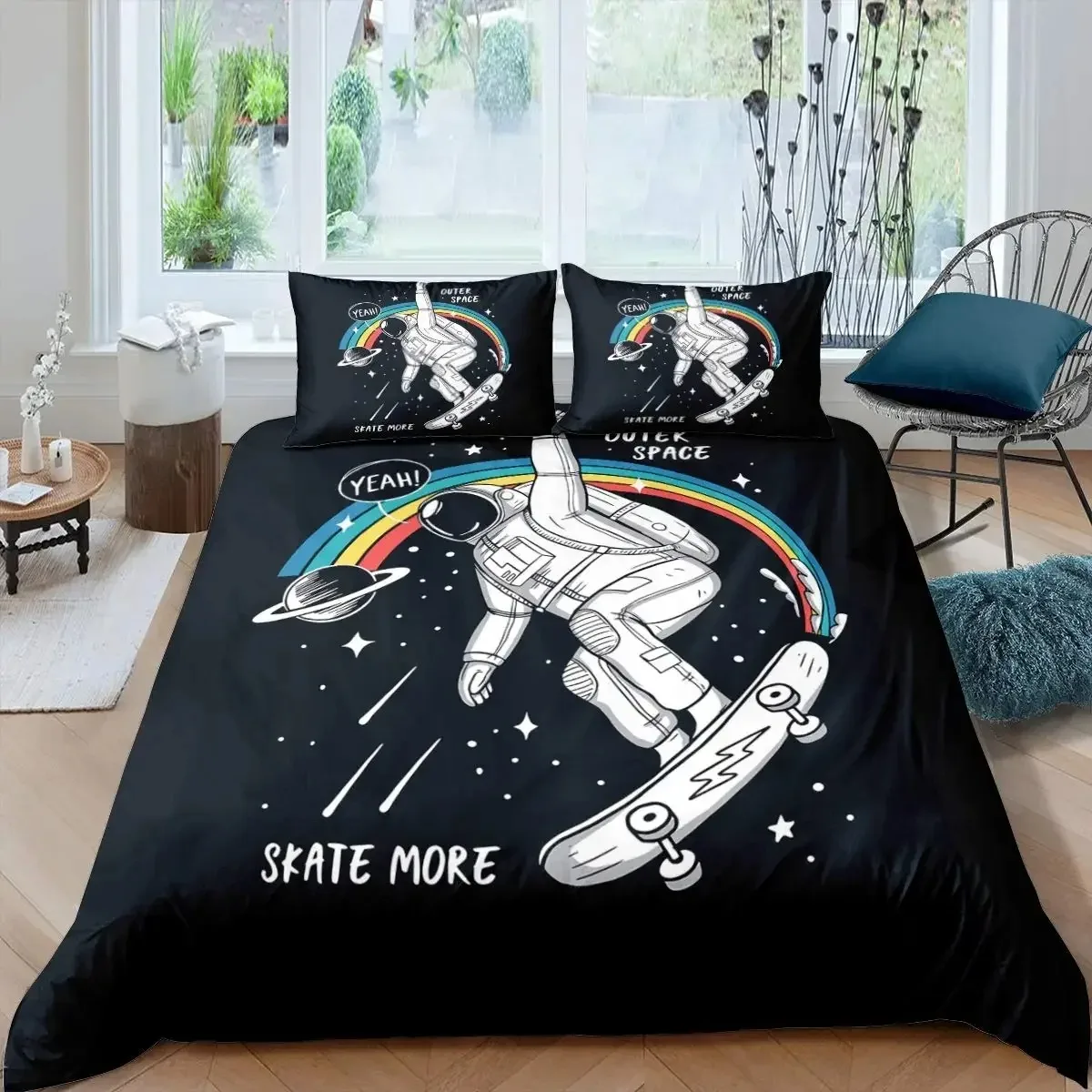 Skateboard Duvet Cover Boys Teens Sports 3D Comforter Cover Microfiber Graffiti Art Twin Bedding Set Double Queen King Size