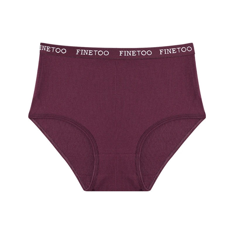 4Pcs/Set Women's Ribbed Striped Cotton Briefs Plus Size Panties Lady High Waist Breathable Underwear