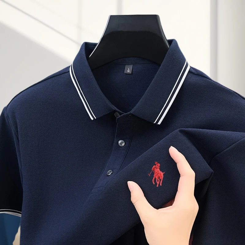 

100% чистый хлопок мужские короткие рукава летом новый гольф досуг поло рубашка премиум бренд дизайнер пони вышивка дизайн футболка блузка