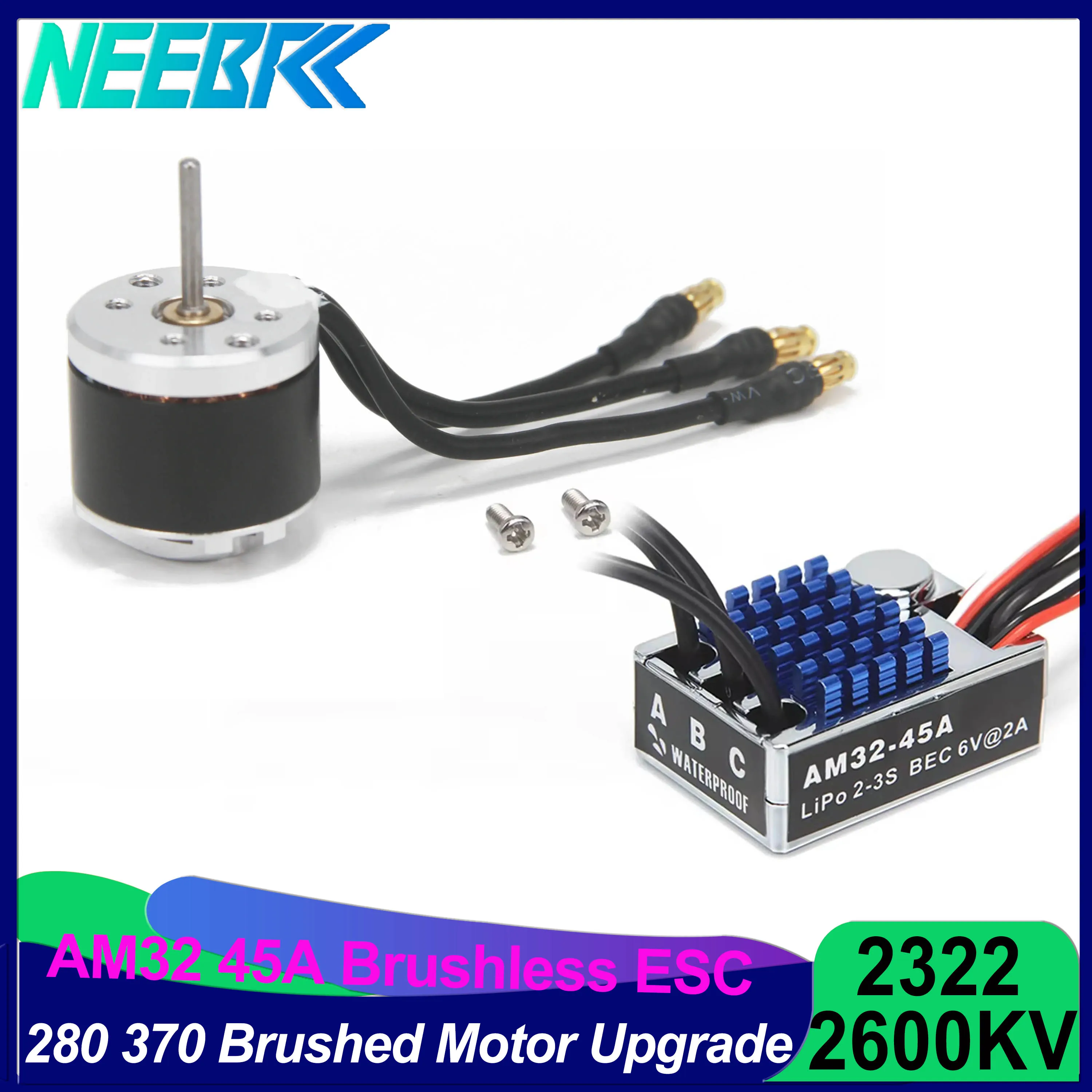 

2322 2600KV Outrunner Brushless Motor AM32 45A ESC for 1/12 RC Car 280 370 Brushed Motor Upgrade Kit AXIAL SCX24 MN WPL C54 C74