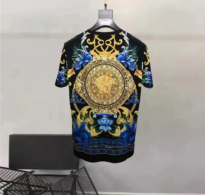 Europe and the United States men's 2024 summer new Round neck Short sleeve vintage print fashion Casual T-shirt