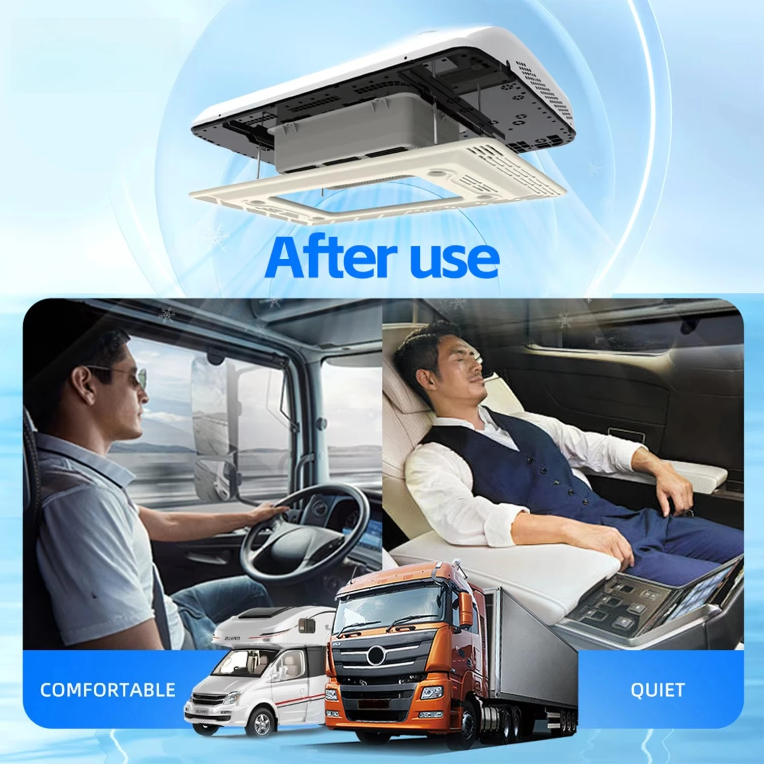 Latest Air Conditioning System Dual Fan 12V 24V Rooftop Truck Parking Air Conditioner Parking Cooler Electric RV Air Conditioner view 3
