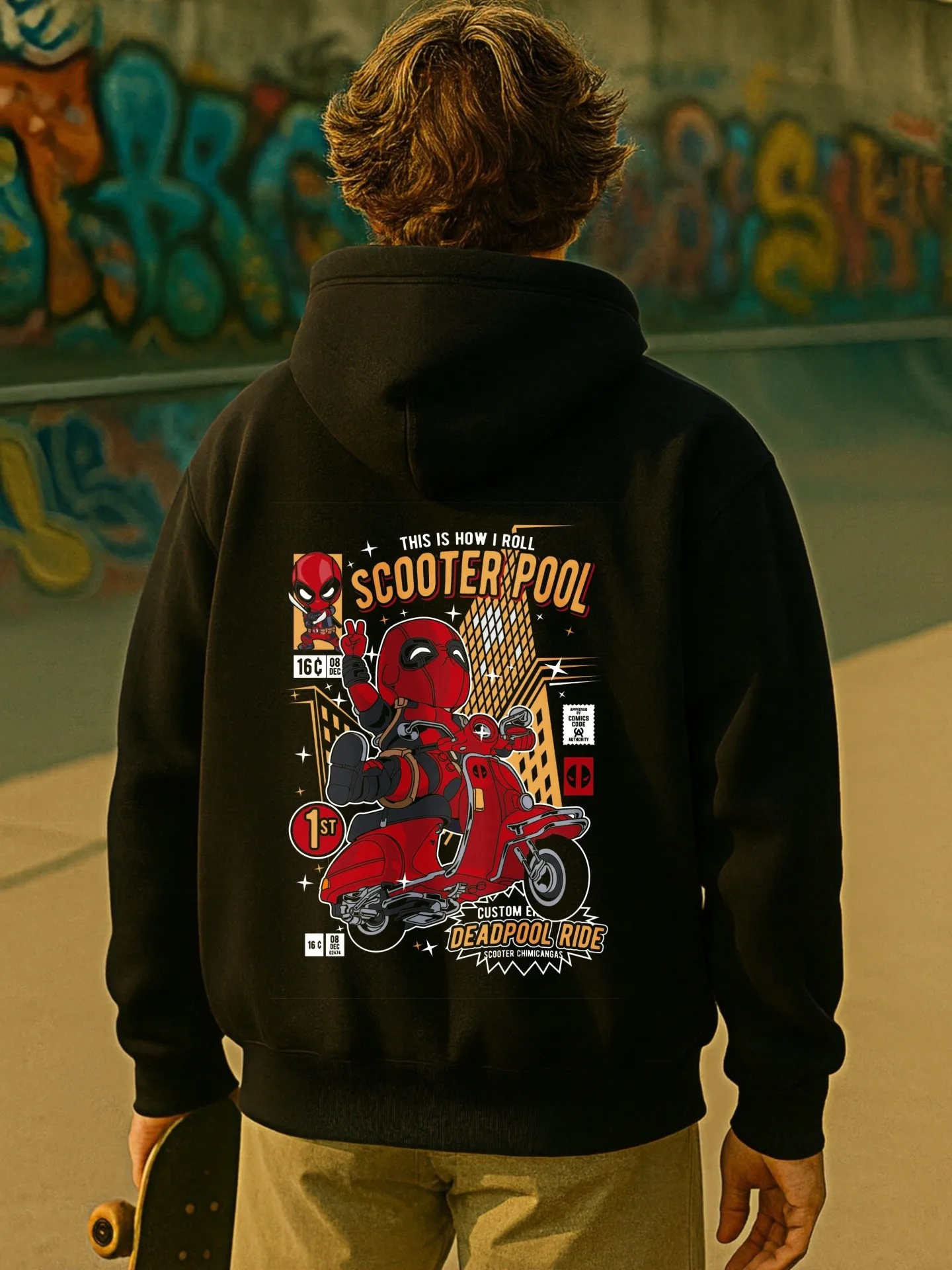 هوديي برسومات جرافيك للرجال، طباعة كرتونية، طراز كاجوال، صوف، للرجال، للارتداء اليومي