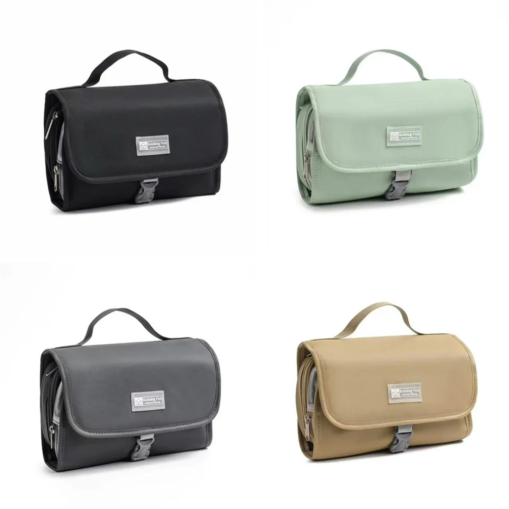 حقيبة مكياج منفصلة جافة ورطبة ذات سعة عالية، قابلة للطي وقابلة للفصل، حقيبة مستحضرات تجميل متعددة الوظائف لتخزين غسيل العناية بالبشرة