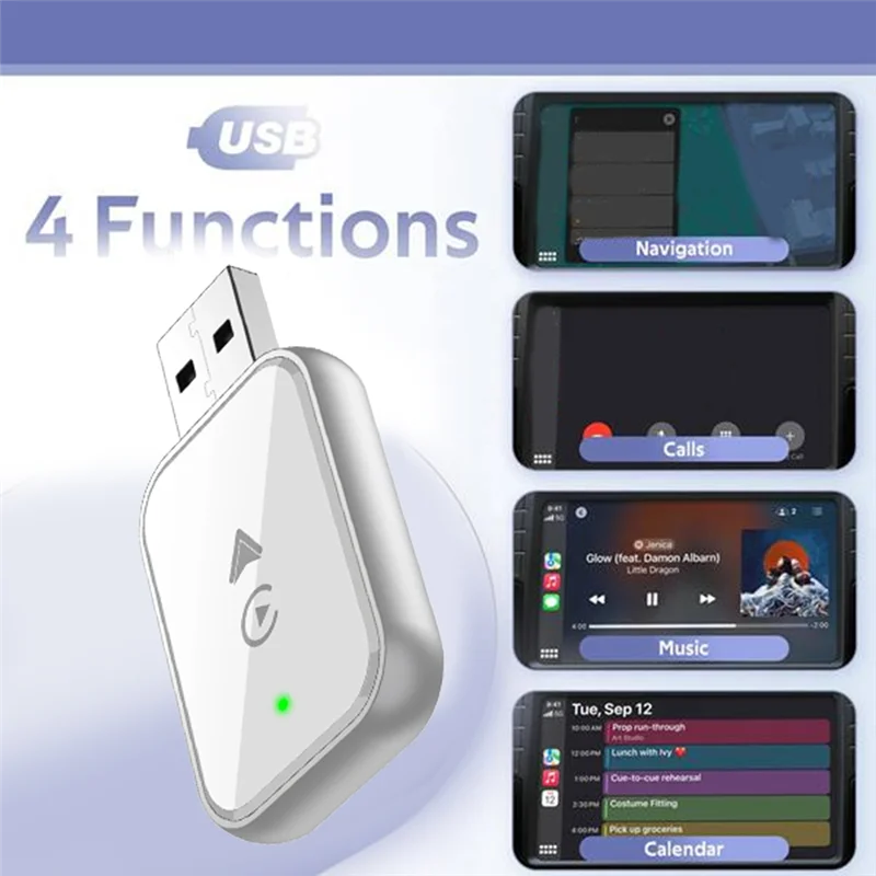 

A32T-Wireless Carplay Adapter For Iphone For Iphone, Convert Wired To Wireless USB & USB-C, No Delay