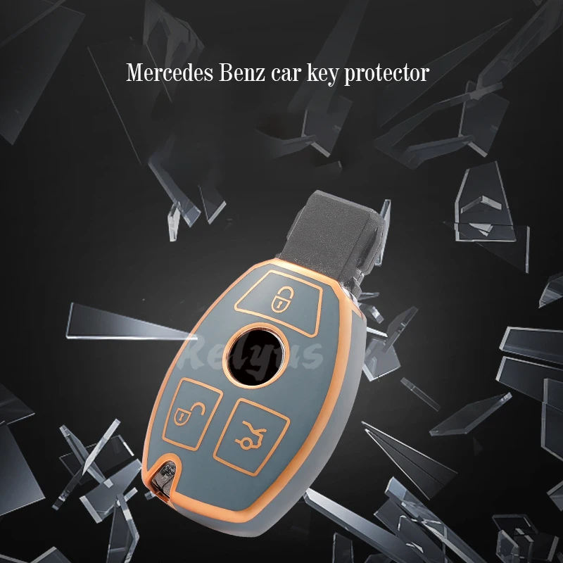 Plating TPU Car Key Case Cover Shell For Mercedes Benz A B C R G Class GLK GLA W204 W251 W463 W176 AMG Auto Accessories