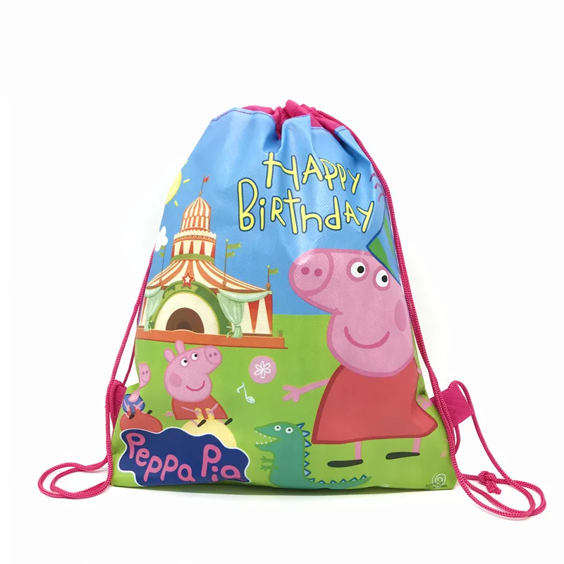 12/20/50pcs Peppaed Pig Storage Bag Nonwoven Cartoon George Page Drawstring Bags Party Decoration Kids Birthday Christmas Gift