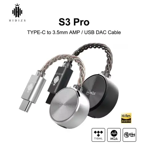 Hidizs S3 PRO ESS9281C 칩 휴대용 USB DAC AMP 어댑터 동글 MQA TYPE-C ~ 3.5mm 오디오 케이블 헤드폰 앰프 DSD128, DUNU