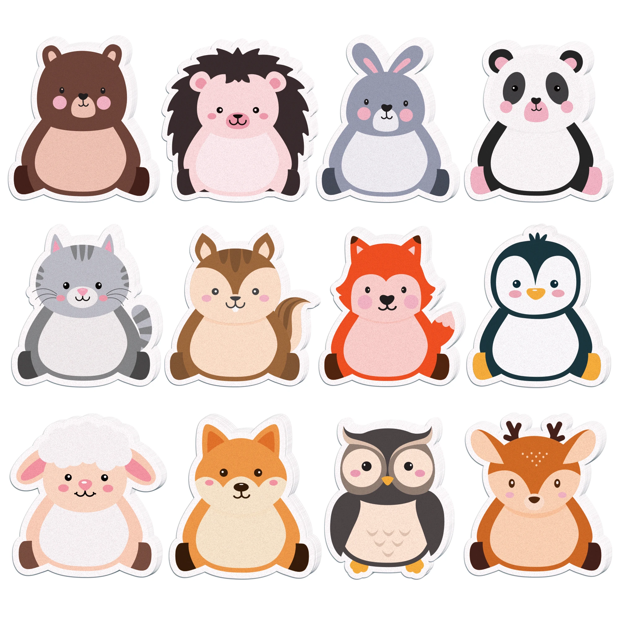 12/24/36 Uds notas adhesivas con forma de animales del bosque, blocs de notas autoadhesivos, blocs de notas para refrigerador para uso doméstico suministros de regalos para niños