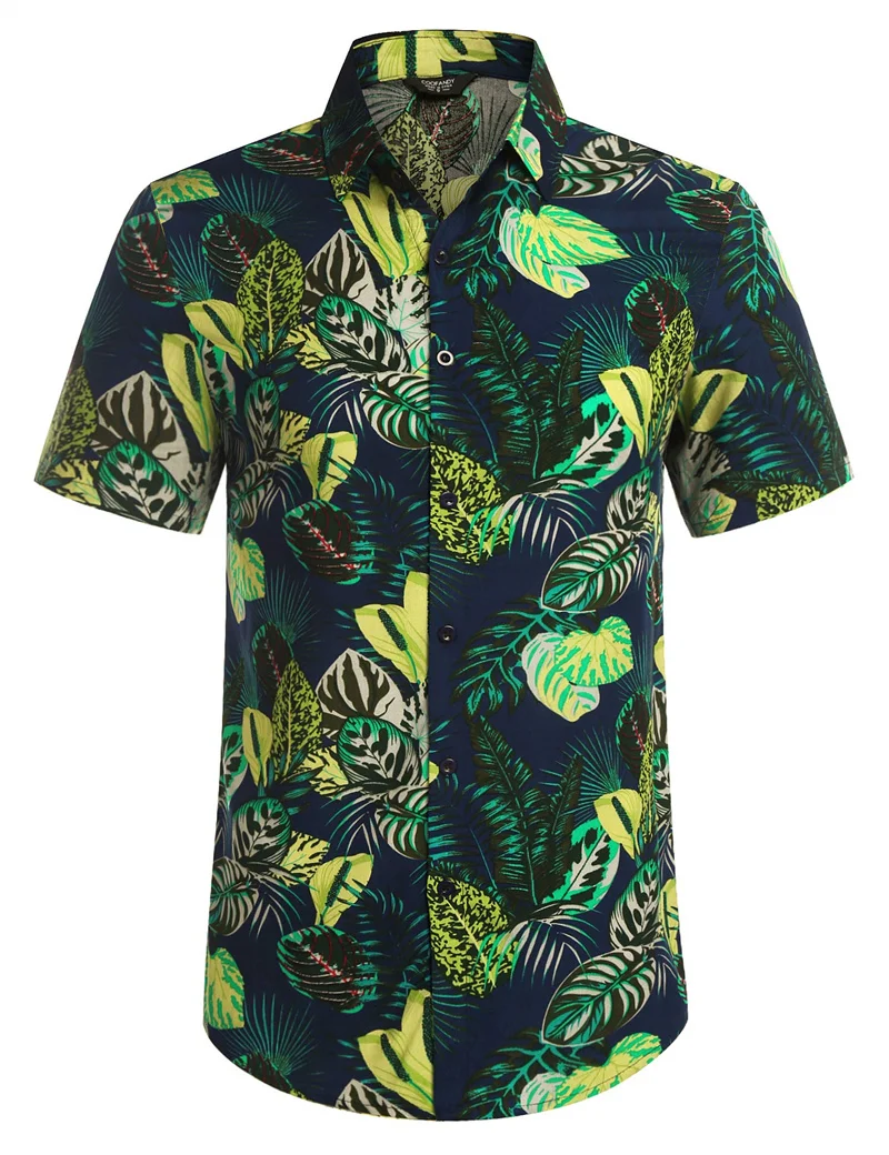 Tropics Leaves Avocados Graphic Shirts for Men Clothing 3D Print Hawaiian Beach Shirt Short Sleeve y2k Tops Clothes Lapel Blouse