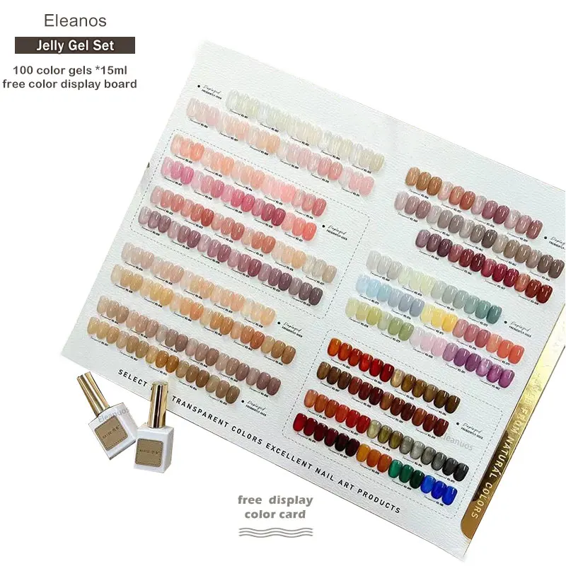 Eleanos 100 Stück * 15 ml transparentes Gel-Nagellack-Set, Maniküre, Herbst-Gelee-Gel, Großhandel, Soak Off UV-LED, klares Gel-Nagellack-Set