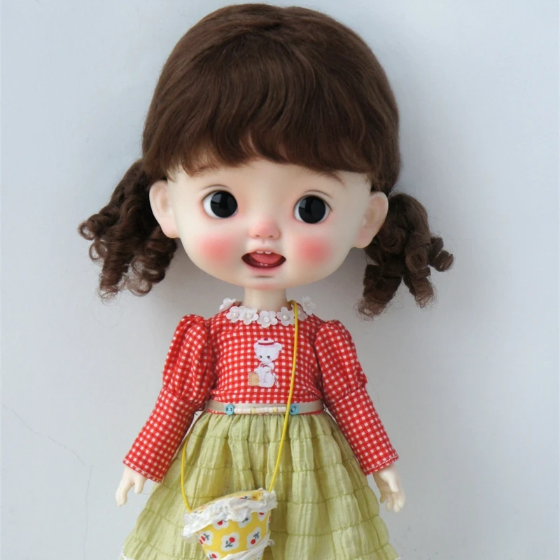 JD294 8-9inch 9-10inch Baby Curl Twintail Mohair BJD Wigs 1/3 SD DOD QBaby Pullip Blythes Doll Hair Toy Accessories