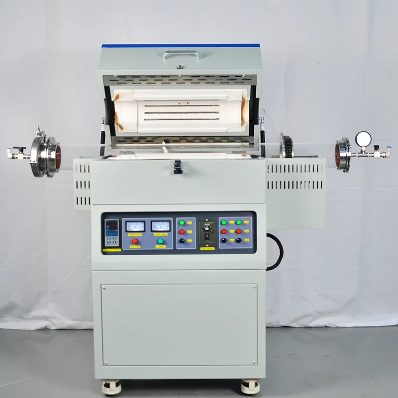 Lab Electric Tube Furnace 1200C Single Temperature Zone Rotary Tilting Vacuum Tubular Furnace with Diameter 60mm Quartz Tube