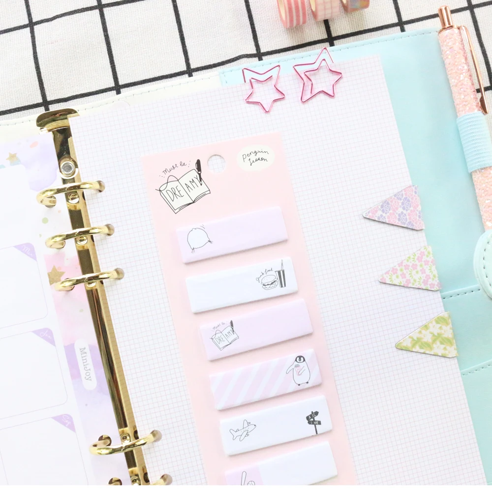 Domikee cute Korean office school colored 6 holes refilling inner paper sheets for binder diary planner notebook stationery A5A6