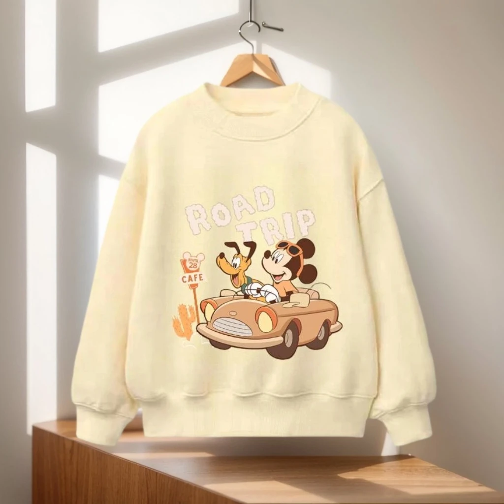 

Детская одежда, желтая одежда с круглым вырезом, детская одежда с принтом Микки Плутона Диснея, поездка, место для рыбалки, повседневная одежда для малышей