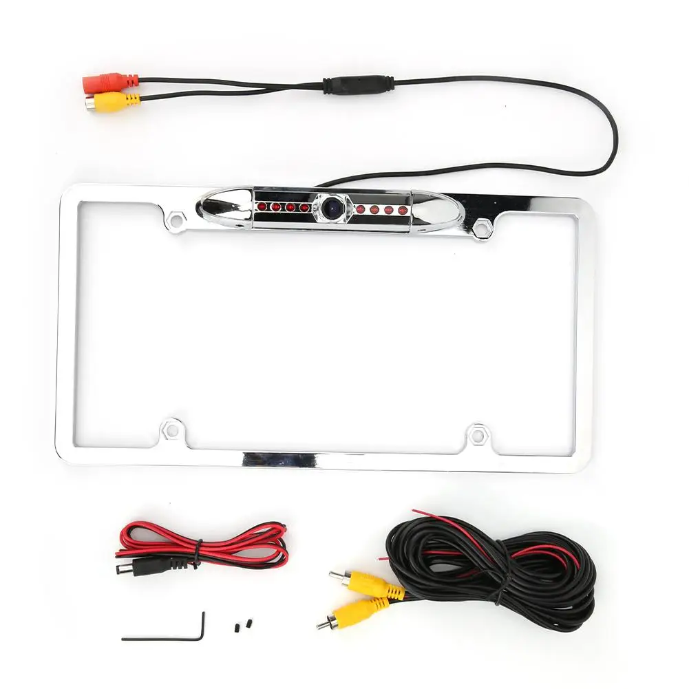 

American Car License Rear View Camera Wide Angle Infrared Night Vison Reverse Assist Electroplate Silver