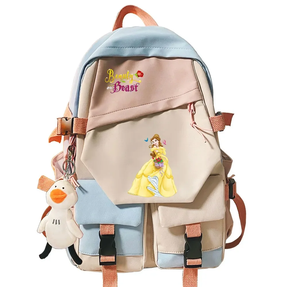 Kawaii Girls Kids School Book Bags Belle Princess Women Patchwork Bagpack Teenagers Schoolbags Canvas Student Backpack