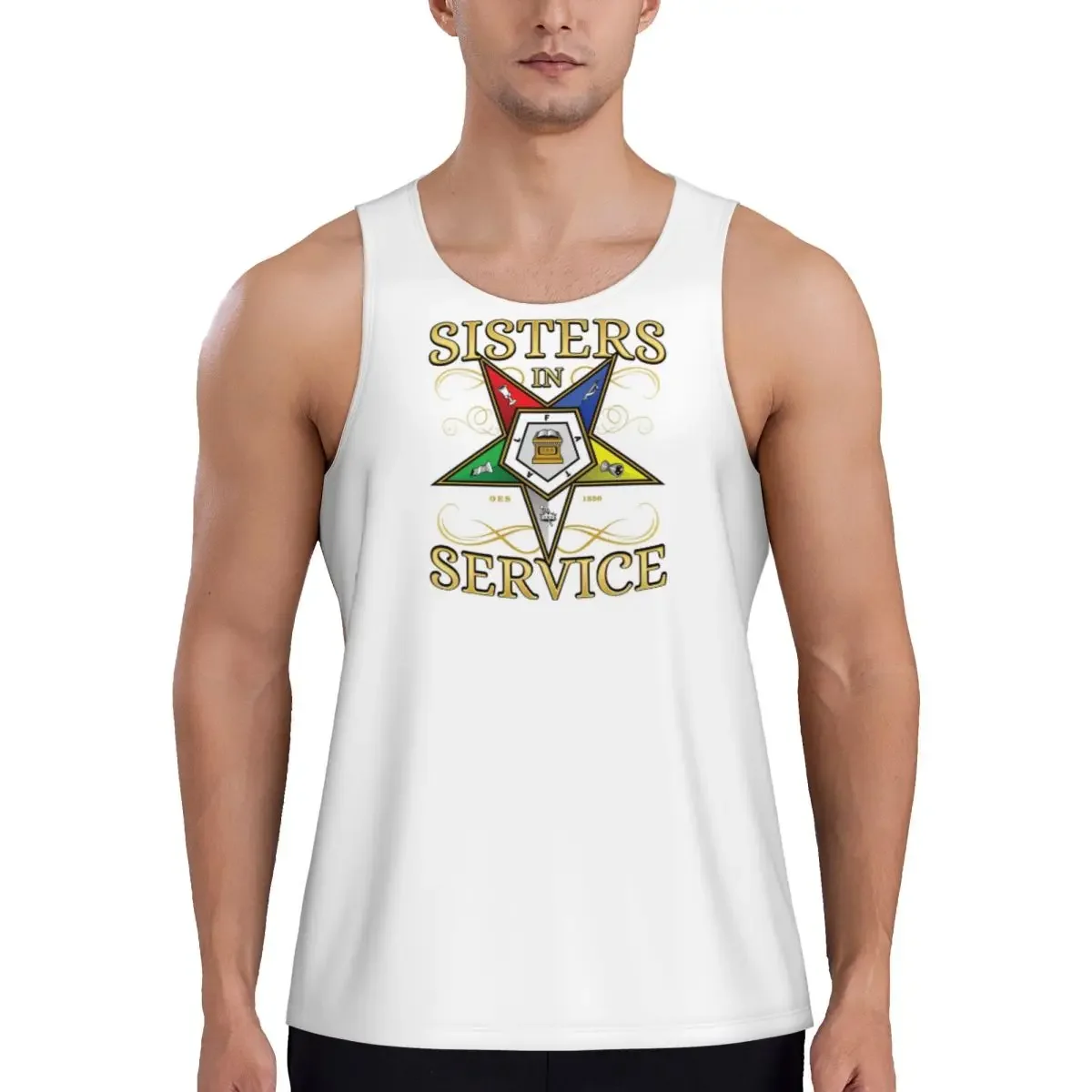 OES Emblem Order Of The Eastern Star Gym Tank Bodybuilding Vest Fitness Sleeveless Tops Quick Dry Men Workout Sports Clothing