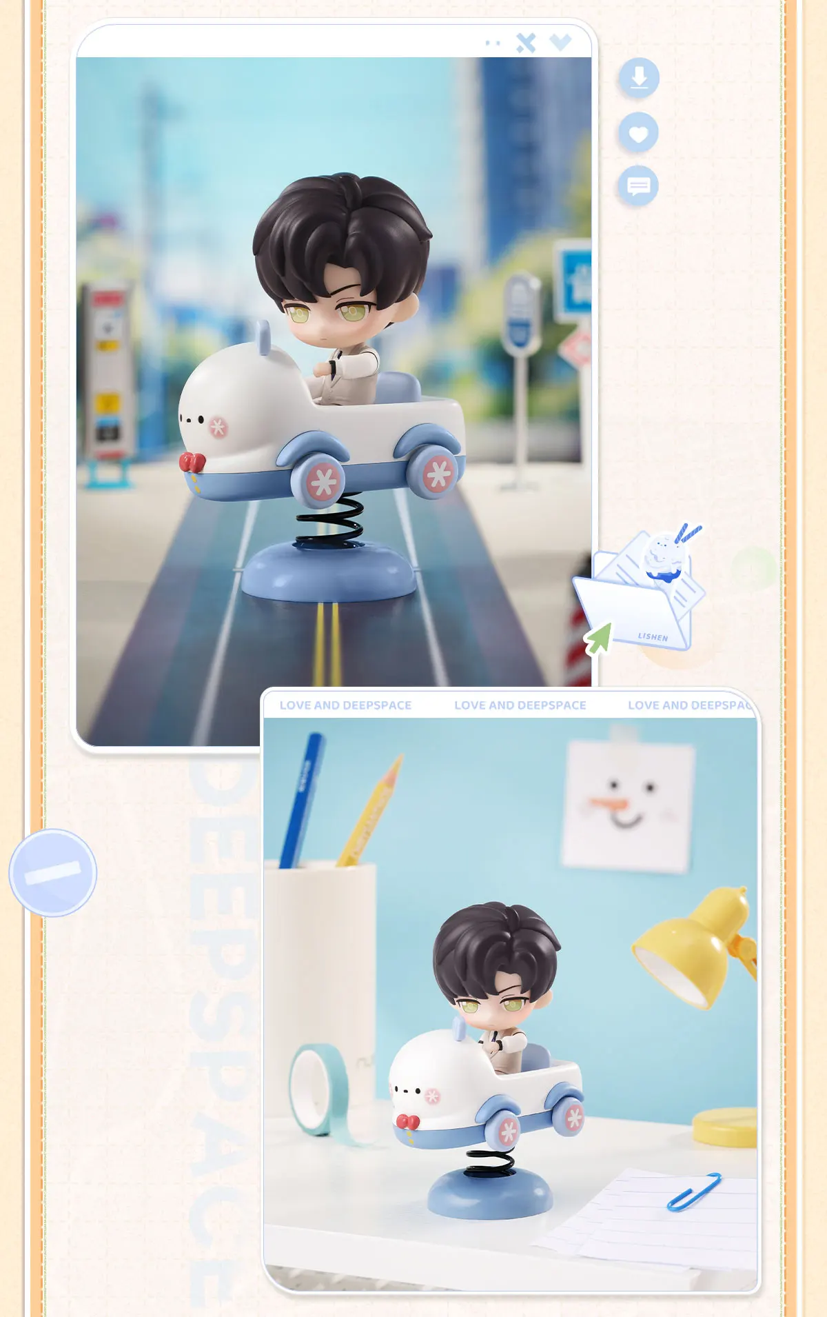 Love and Deepspace Time to Travel Series Car Figure 5 Styles Cute Anime PVC ABS Metal Vehicle Ornament Collectible Desk Decor view 4