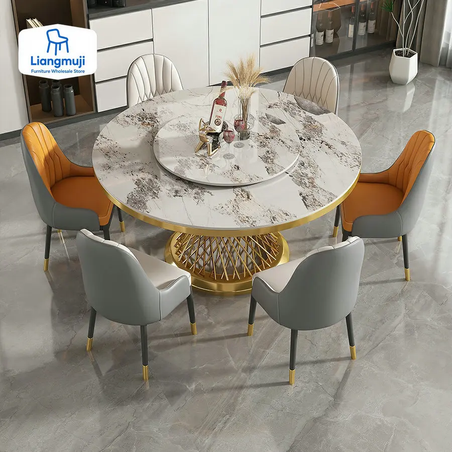

Dining Table Gold Marble Coffee Table Kitchen White Console Living Room Mobile Center Marble Illas Para Comedor Furnitures