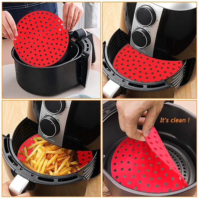 Silicone Air Fryers Mat Reusable Non-stick Baking Mat Pastry Tools Bakeware Oil Mats for Kitchen Accessories Round Square