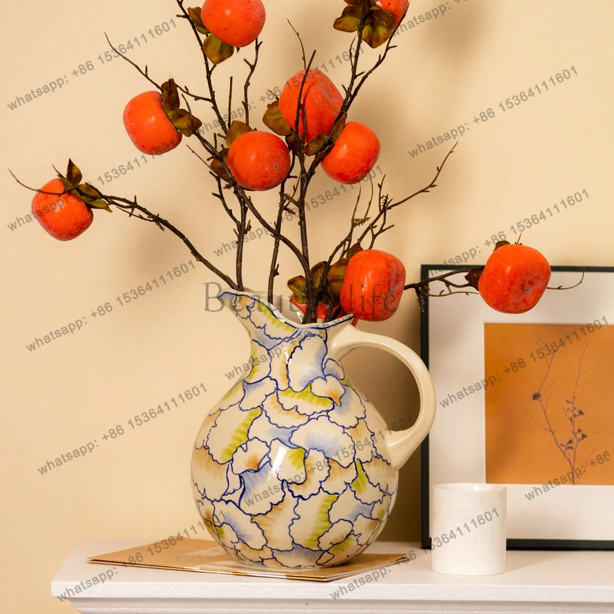 Neue chinesische Keramikvase, Heimdekoration, Farbmuster-Ornament, Wohnzimmer-Blumenarrangement, dekoratives Ornament