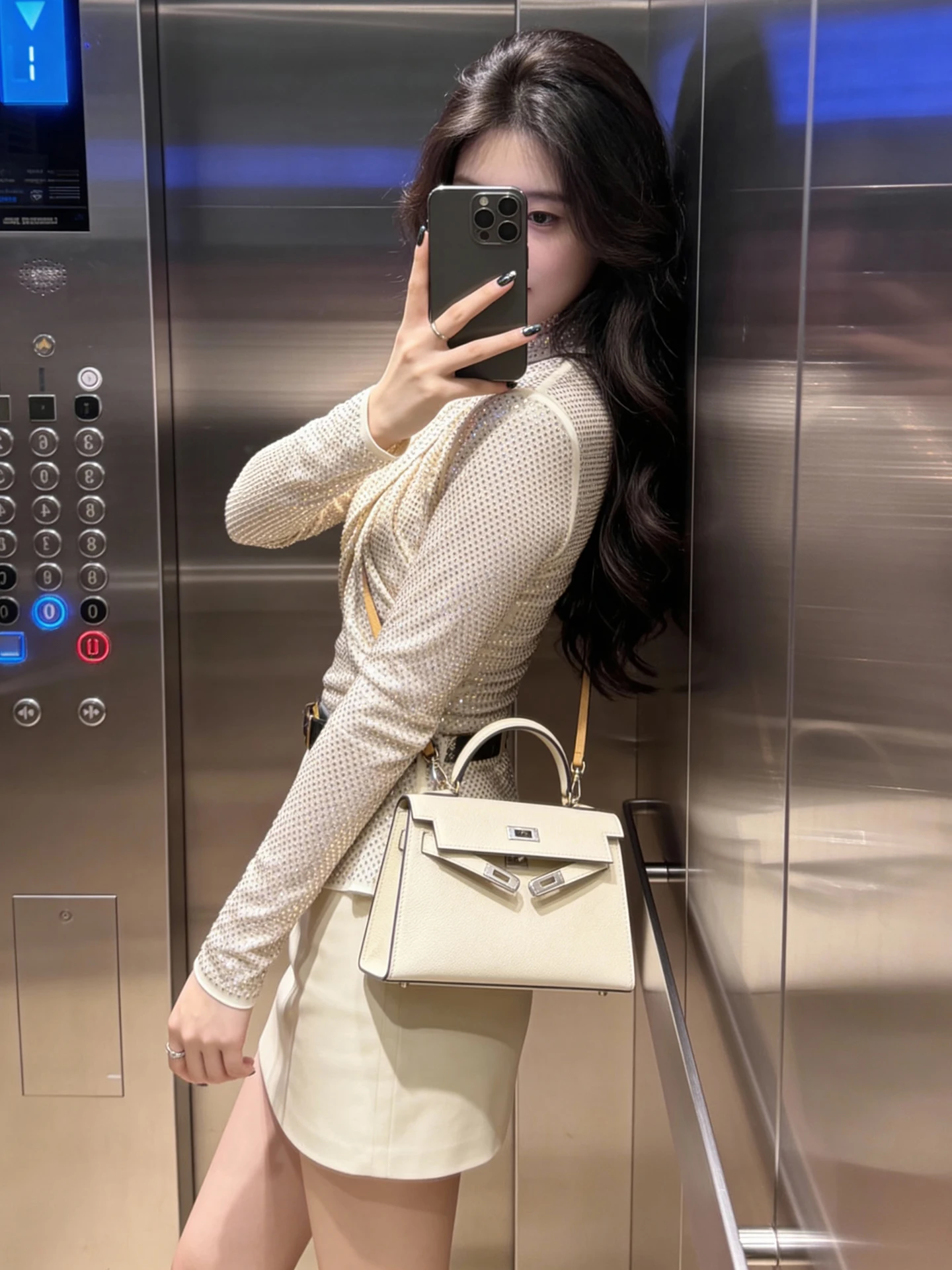 

Premium Women's Cross Collar irt Heavy Embelliment Diamond Winter Faion Top Sve Long Commute Sle Loose Fit