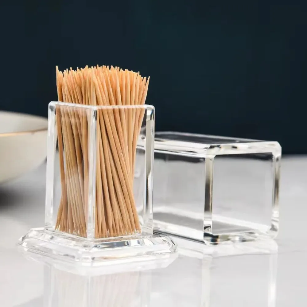 Clear Acrylic Toothpick Cotton Swab Holder Hotel Thickened Dust-proof Dispenser Organizer Storage Box Drop-resistant Living Room