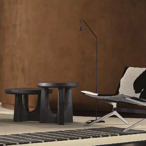 #Italian Minimalist Living Room Furniture Solid Wood Red Oak Customize Color Size Coffee Table Side Table Set for Living Room