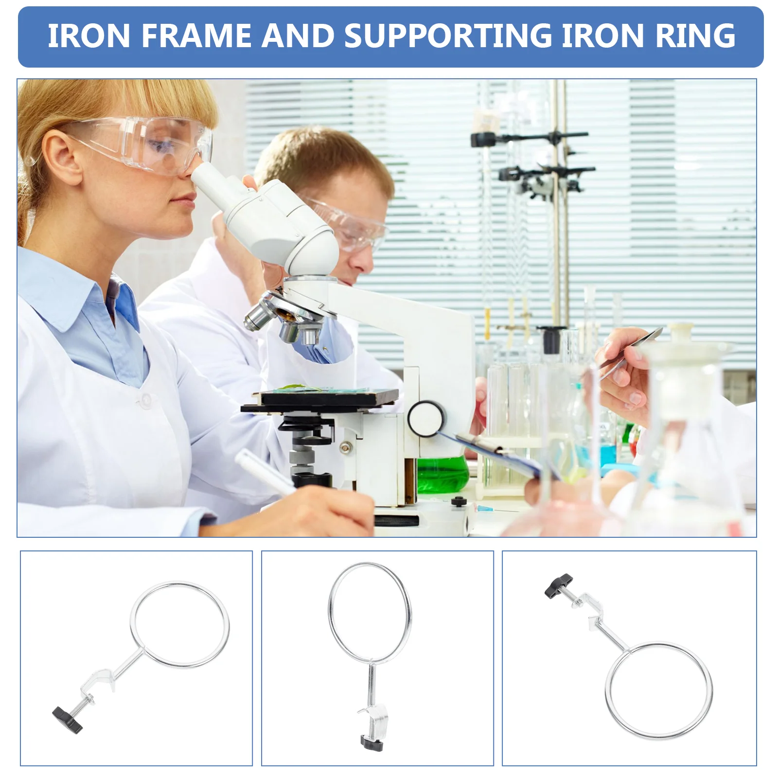 2 Pcs Stand Retort Support Chemistry Lab Ring Hoop Iron Labs Rings Experiment Equipment