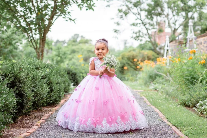 Customized  Mini Quinceanera Dresses Mexican Prom Little Princess Flower Girl Dress 2025 Short Sleeve Tulle Appliques with Bows