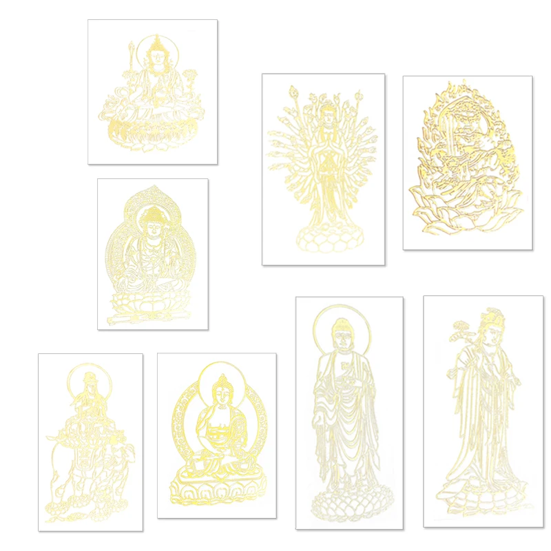 Gold Glitter Buddha Stickers 3D Self Adhesive Metal Sticker UV Epoxy Resin Filler DIY Mobile Phone Laptop Decoration Stickers