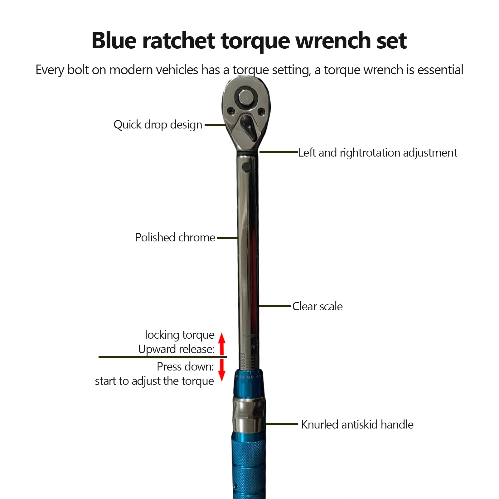 8pcs Torque Wrench 10-60N.m  3/8 Inch Square Drive Torques Key Torque Wrench Professional Bicycle Automotive Tool