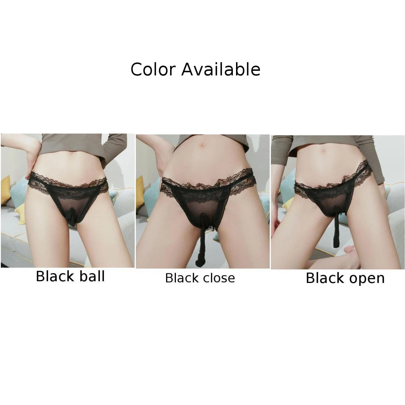 Men Gay Lingerie Sexy Thong Sissy Panties Briefs Low Waist G-String Solid Lace Bulge Pouch Underpants Lace Knickers Hollow Out