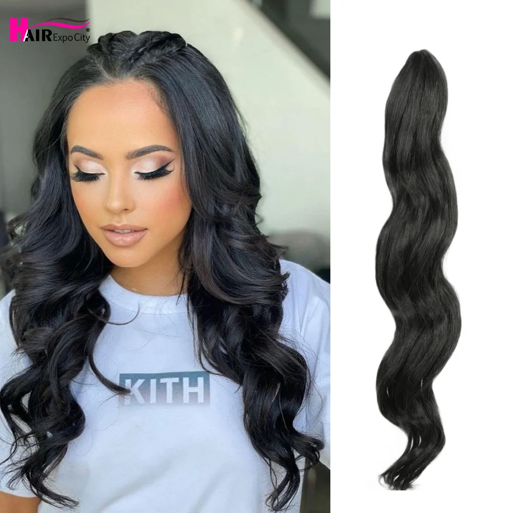 16" Body Wave Crochet Hair Natural Synthetic Braid Hair Ombre Braiding Hair Extensions Deep Ocean Wave Afro Curls Hair Expo City