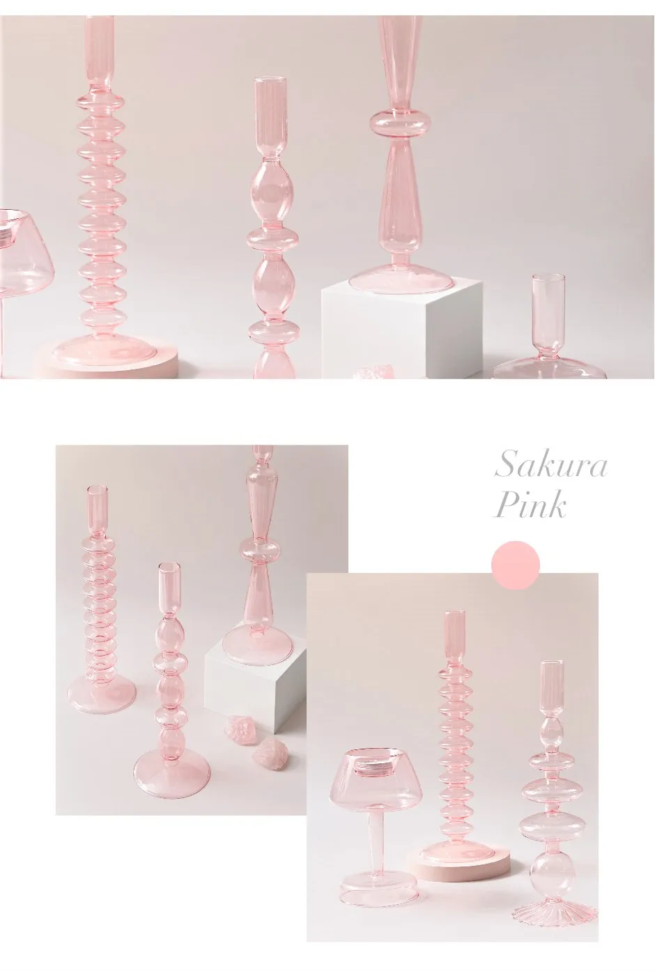Floriddle Taper Candle Holders Glass Candlesticks for Home Wedding Table Decoration Glass Vase Table Bookshelf Candles Stand