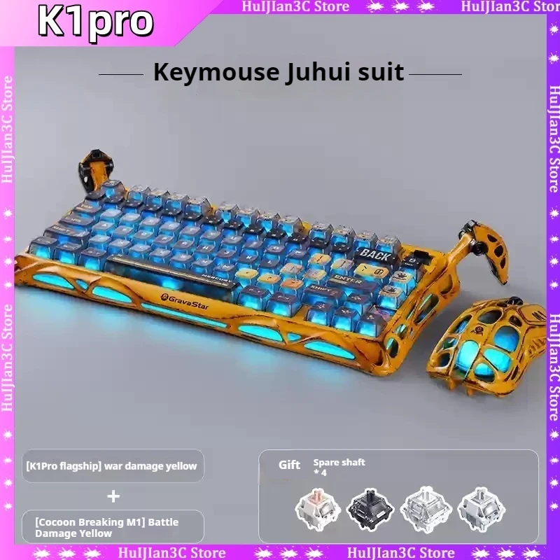 

K1pro Gaming Wireless Mechanical Keyboard Mouse Tri-Mode Pbt Keycap Rgb 26000dpi Lightweight Design Pc Gaming Keyboard Mouse Set