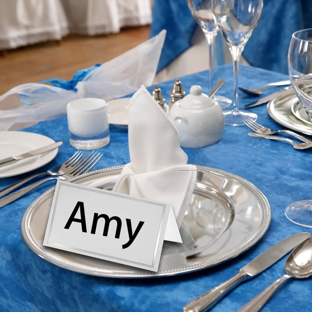 50Pcs New Pink Framed Place Cards Small Tent Card Table Card Wedding Name Cards Dining Table Decorations Seat Card
