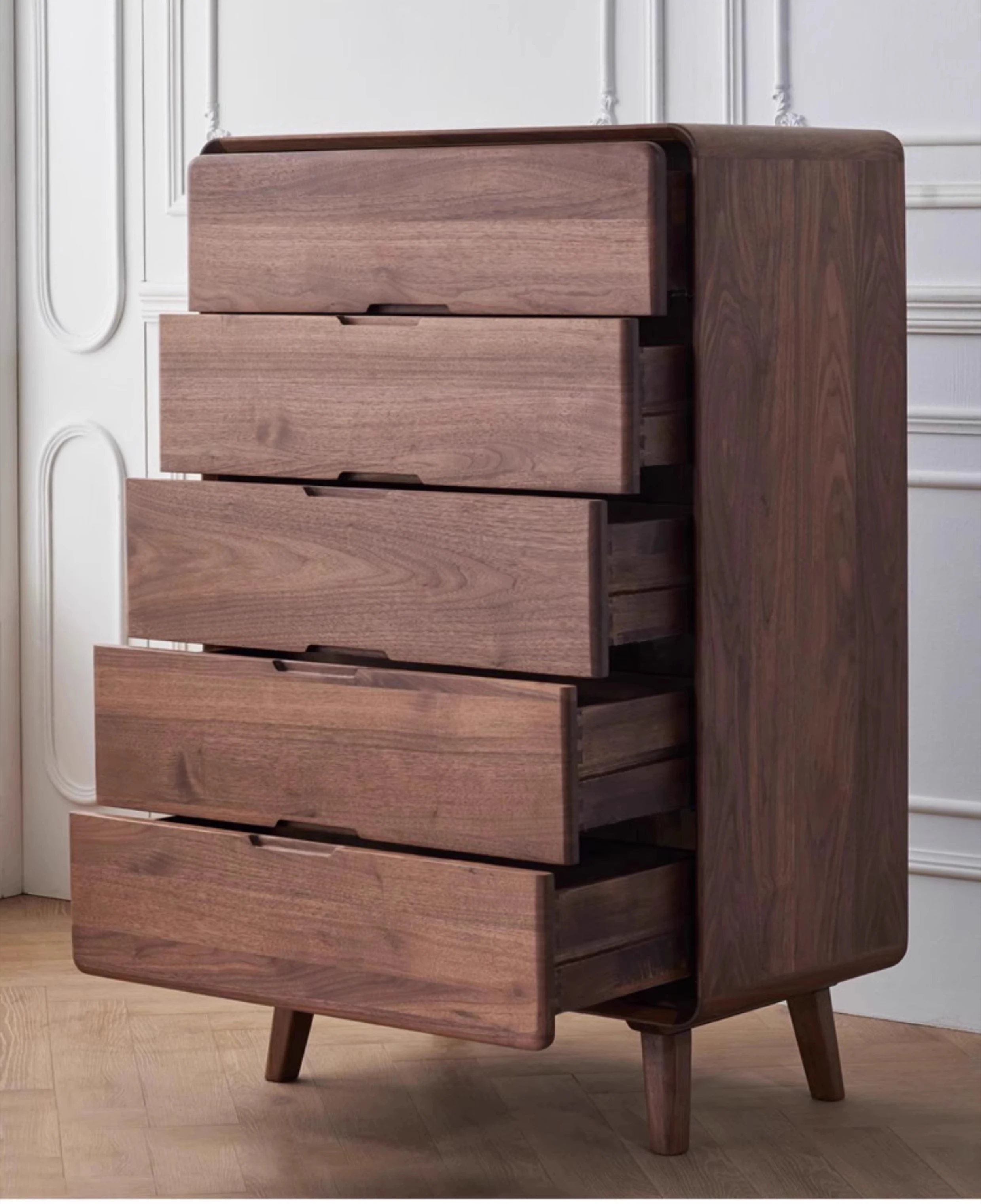 

Customizable black walnut chest of drawers solid wood lockers Nordic living room chest bedroom storage
